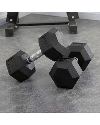 New Strength Training Fitness Men's Round Head Rubber Dumbbells Rubber Hexagonal Dumbbells Custom Dumbbell Rack