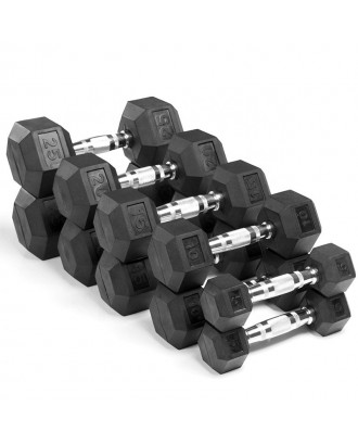 Factory Wholesale Strength Training Custom Black Rubber Hexagonal Dumbbells Adjustable Weight Dumbbell Set