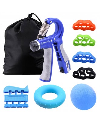 Adjustable Hand Grip Strengthener Hand Workout Equipment Finger Massager Exerciser Rehealthy Trainer Non-Slip Handles Counting