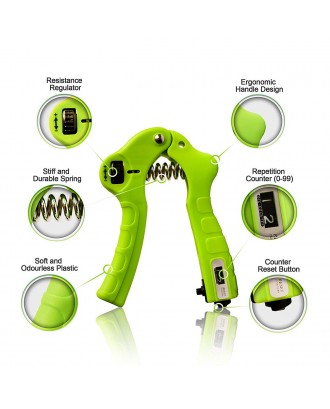 Adjustable Hand Grip Strengthener Hand Exerciser Workout Finger Exercise Strength Trainer Non-Slip Handles Automatic Counting